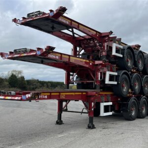 Dennison Tri-Axle Sliding Skeletal Trailers - Stack of Three